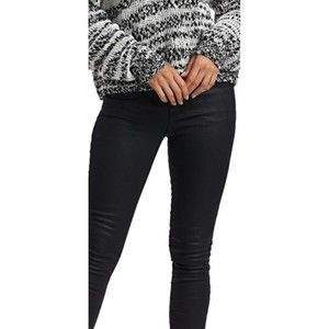 Current Elliott Women's Jeans Black Coated Crop Straight Size 28  X 27 NWT $268